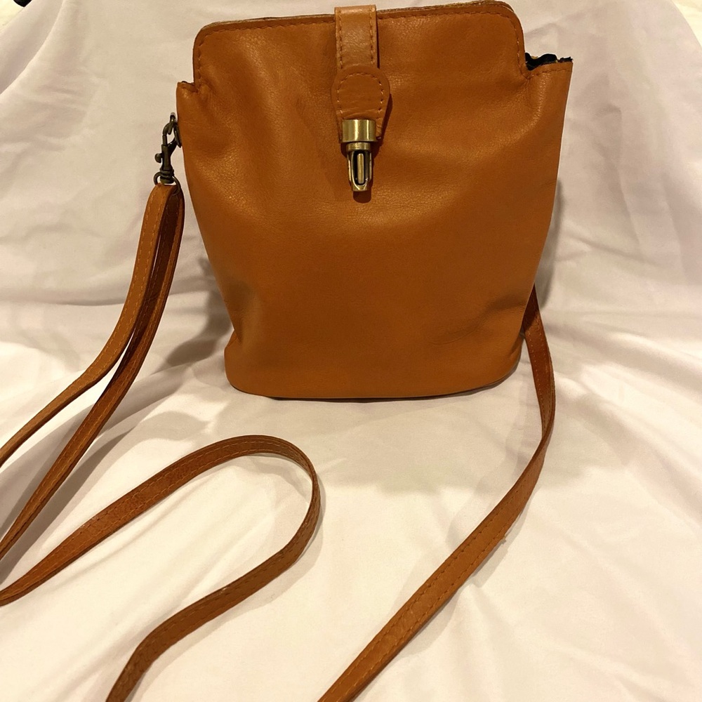 Vintage Pelletteria di Mario Brown Leather Cross Body Bag (Made in Italy)